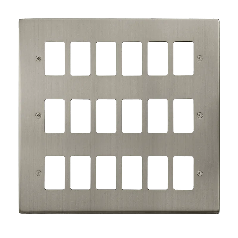 Click Deco VPSS20518 18 Gang GridPro Frontplate - Stainless Steel