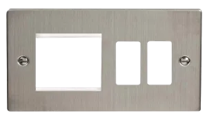 Click Deco VPSS31102 2 Gang GridPro Frontplate with Twin New Media Aperture - Stainless Steel