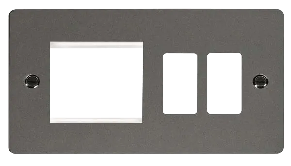 Click Define FPBN31102 2 Gang GridPro Frontplate with Twin New Media Aperture - Black Nickel
