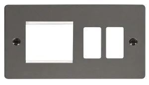 Click Define FPBN31102 2 Gang GridPro Frontplate with Twin New Media Aperture - Black Nickel