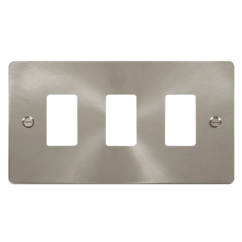 Click Define FPBS20403 3 Gang GridPro Frontplate - Brushed Stainless