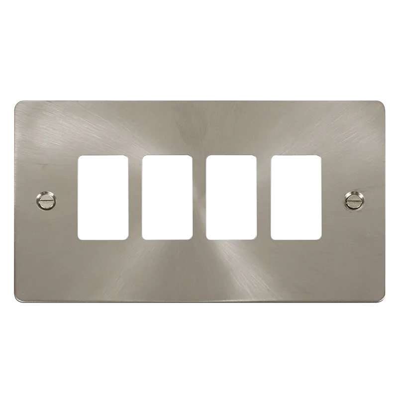 Click Define FPBS20404 4 Gang GridPro Frontplate - Brushed Stainless