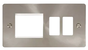 Click Define FPBS31102 2 Gang GridPro Frontplate with Twin New Media Aperture - Brushed Stainless