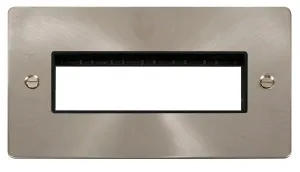 Click Define FPBS426BK Flat Plate 2G MiniGrid Unfurnished Front Plate (6 In-Line) - Brushed Stainless (Black)