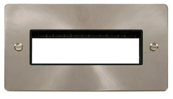 Click Define FPBS426BK Flat Plate 2G MiniGrid Unfurnished Front Plate (6 In-Line) - Brushed Stainless (Black)