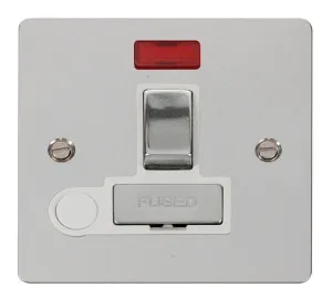 Click Define FPCH552WH Flat Plate 13A Ingot DP Switched Fused Spur   Neon   Flex Outlet - Polished Chrome (White)