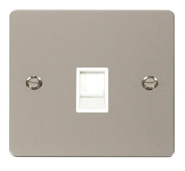 Click Define FPPN115WH Flat Plate Single RJ11 (Irish/US) Outlet - Pearl Nickel (White)