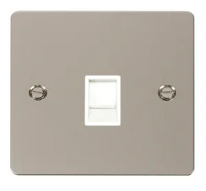 Click Define FPPN115WH Flat Plate Single RJ11 (Irish/US) Outlet - Pearl Nickel (White)