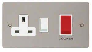 Click Define FPPN204WH Flat Plate 45A 2G DP Switch   13A DP Switched Socket - Pearl Nickel (White)