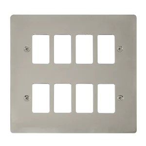Click Define FPPN20508 8 Gang GridPro Frontplate - Pearl Nickel