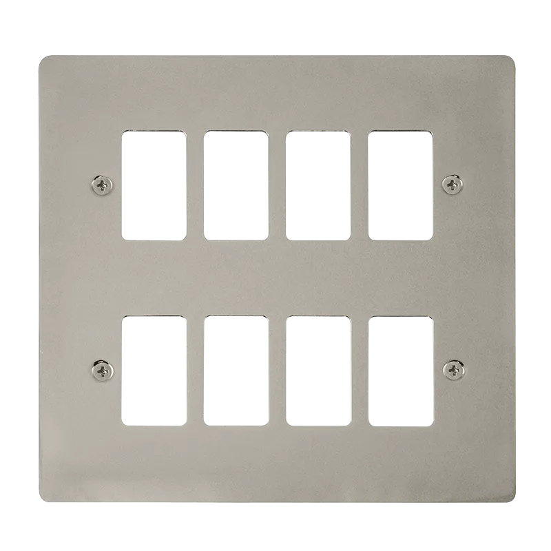 Click Define FPPN20508 8 Gang GridPro Frontplate - Pearl Nickel