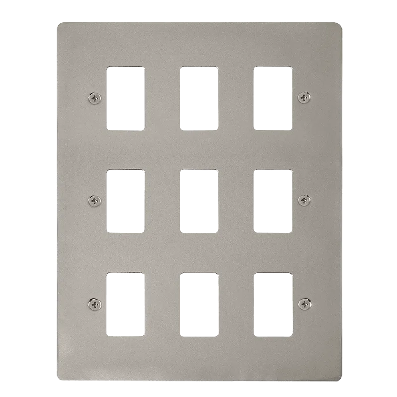 Click Define FPPN20509 9 Gang GridPro Frontplate - Pearl Nickel