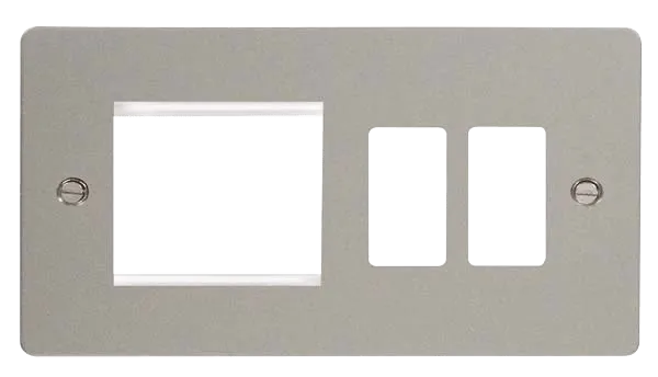Click Define FPPN31102 2 Gang GridPro Frontplate with Twin New Media Aperture - Pearl Nickel