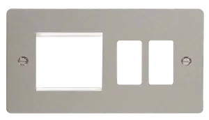 Click Define FPPN31102 2 Gang GridPro Frontplate with Twin New Media Aperture - Pearl Nickel