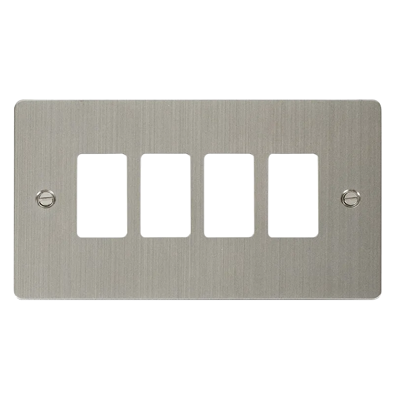Click Define FPSS20404 4 Gang GridPro Frontplate - Stainless Steel