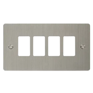 Click Define FPSS20404 4 Gang GridPro Frontplate - Stainless Steel