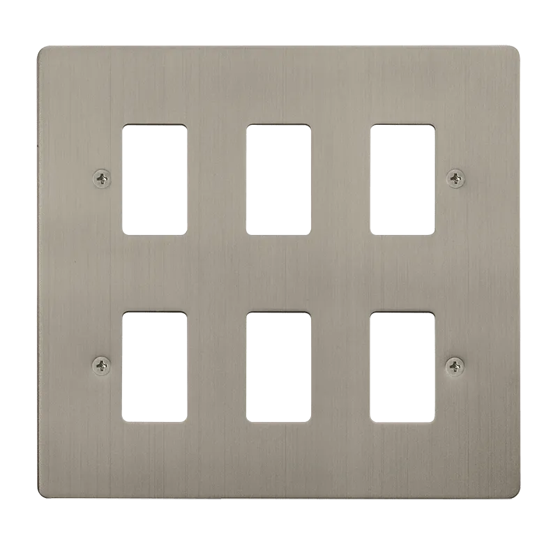 Click Define FPSS20506 6 Gang GridPro Frontplate - Stainless Steel