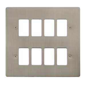 Click Define FPSS20508 8 Gang GridPro Frontplate - Stainless Steel