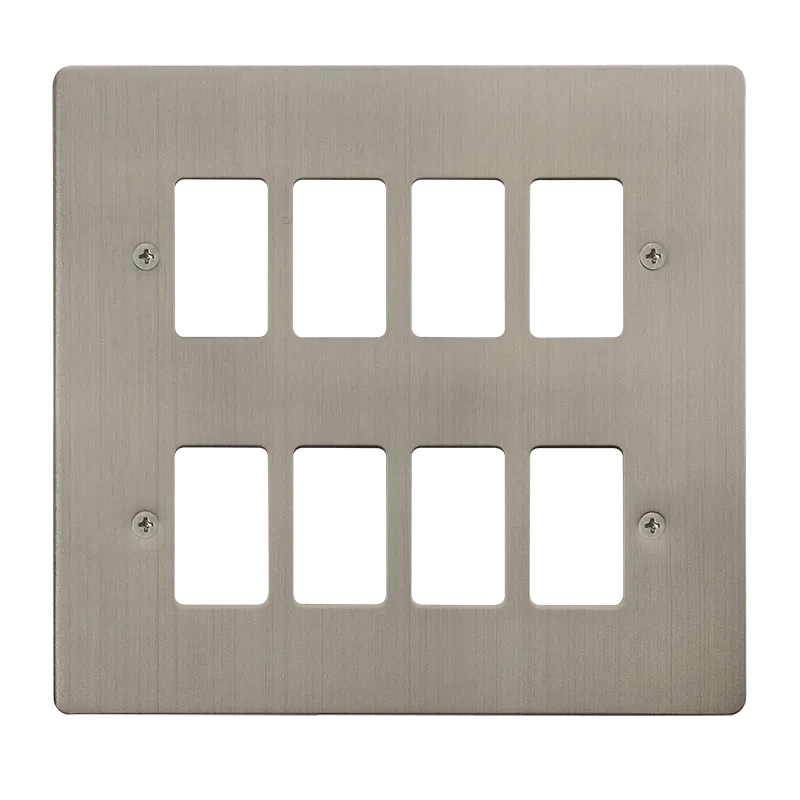 Click Define FPSS20508 8 Gang GridPro Frontplate - Stainless Steel