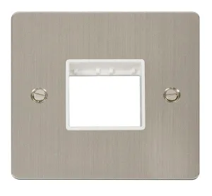 Click Define FPSS402WH Flat Plate 2G MiniGrid Unfurnished Front Plate - Stainless Steel (White)