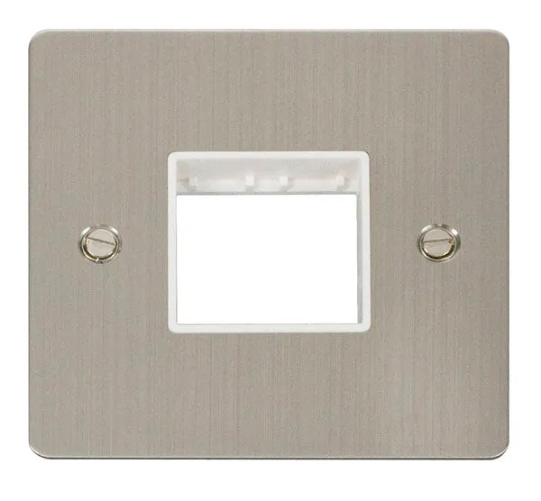 Click Define FPSS402WH Flat Plate 2G MiniGrid Unfurnished Front Plate - Stainless Steel (White)
