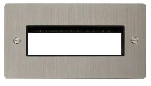 Click Define FPSS426BK Flat Plate 2G MiniGrid Unfurnished Front Plate (6 In-Line) - Stainless Steel (Black)