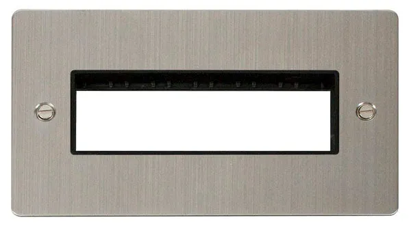 Click Define FPSS426BK Flat Plate 2G MiniGrid Unfurnished Front Plate (6 In-Line) - Stainless Steel (Black)