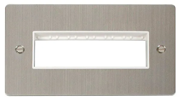 Click Define FPSS426WH Flat Plate 2G MiniGrid Unfurnished Front Plate (6 In-Line) - Stainless Steel (White)
