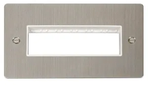 Click Define FPSS426WH Flat Plate 2G MiniGrid Unfurnished Front Plate (6 In-Line) - Stainless Steel (White)