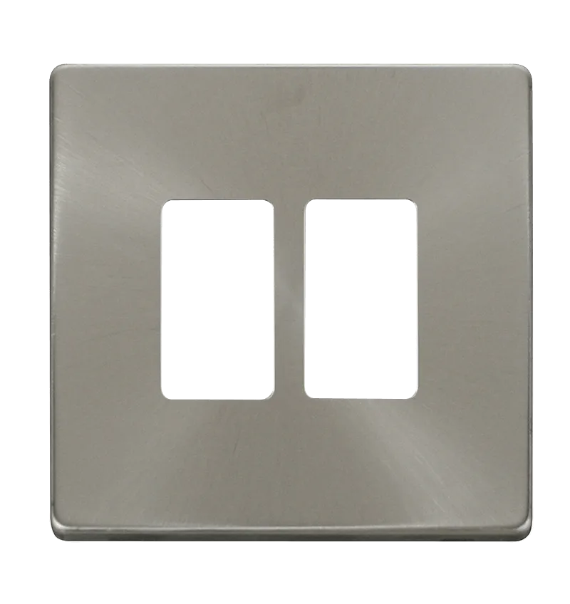 Click Definity SCP20402BS 2 Gang GridPro Frontplate - Brushed Stainless