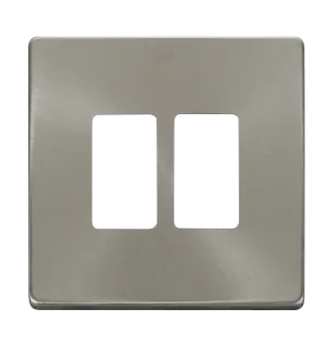 Click Definity SCP20402BS 2 Gang GridPro Frontplate - Brushed Stainless