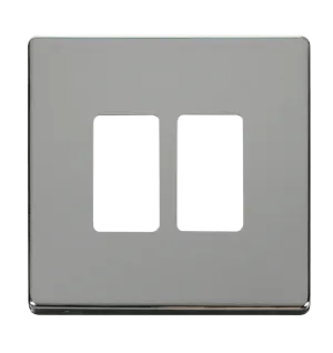 Click Definity SCP20402CH 2 Gang GridPro Frontplate - Polished Chrome