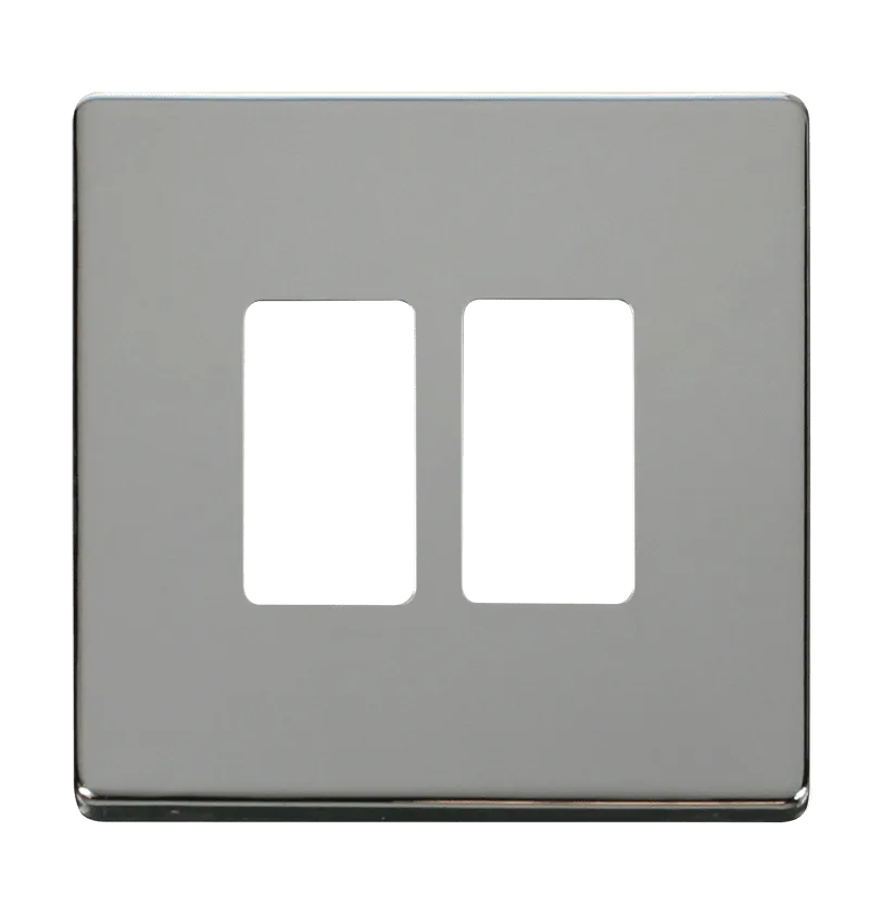 Click Definity SCP20402CH 2 Gang GridPro Frontplate - Polished Chrome