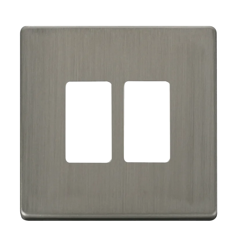 Click Definity SCP20402SS 2 Gang GridPro Frontplate - Stainless Steel