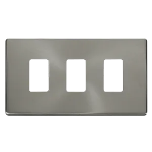 Click Definity SCP20403BS 3 Gang GridPro Frontplate - Brushed Stainless