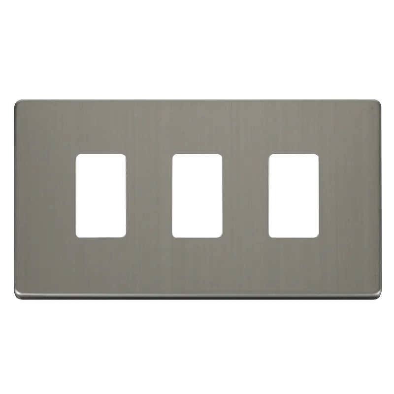 Click Definity SCP20403SS 3 Gang GridPro Frontplate - Stainless Steel