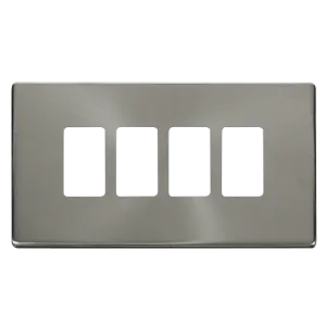 Click Definity SCP20404BS 4 Gang GridPro Frontplate - Brushed Stainless