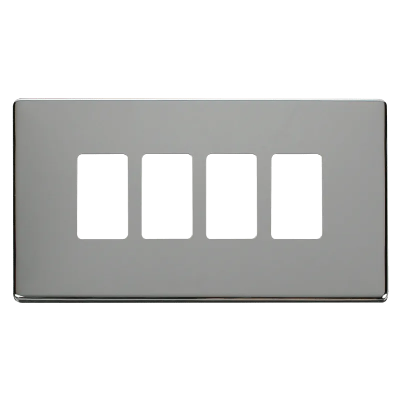 Click Definity SCP20404CH 4 Gang GridPro Frontplate - Polished Chrome