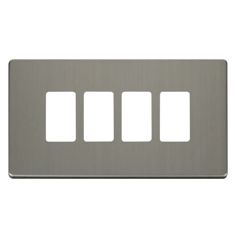 Click Definity SCP20404SS 4 Gang GridPro Frontplate - Stainless Steel