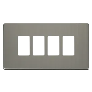 Click Definity SCP20404SS 4 Gang GridPro Frontplate - Stainless Steel