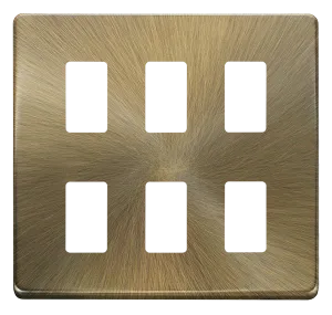 Click Definity SCP20506AB 6 Gang GridPro Frontplate - Antique Brass