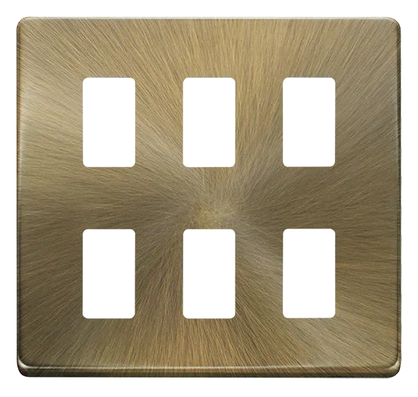 Click Definity SCP20506AB 6 Gang GridPro Frontplate - Antique Brass