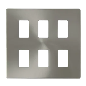 Click Definity SCP20506BS 6 Gang GridPro Frontplate - Brushed Stainless