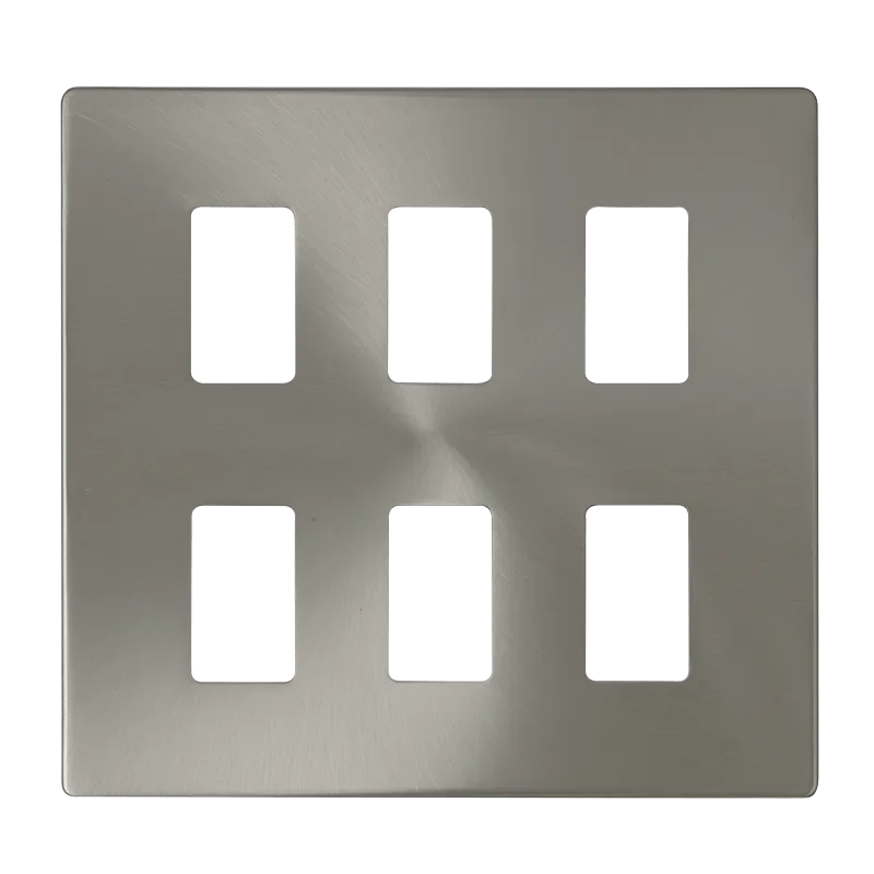 Click Definity SCP20506BS 6 Gang GridPro Frontplate - Brushed Stainless