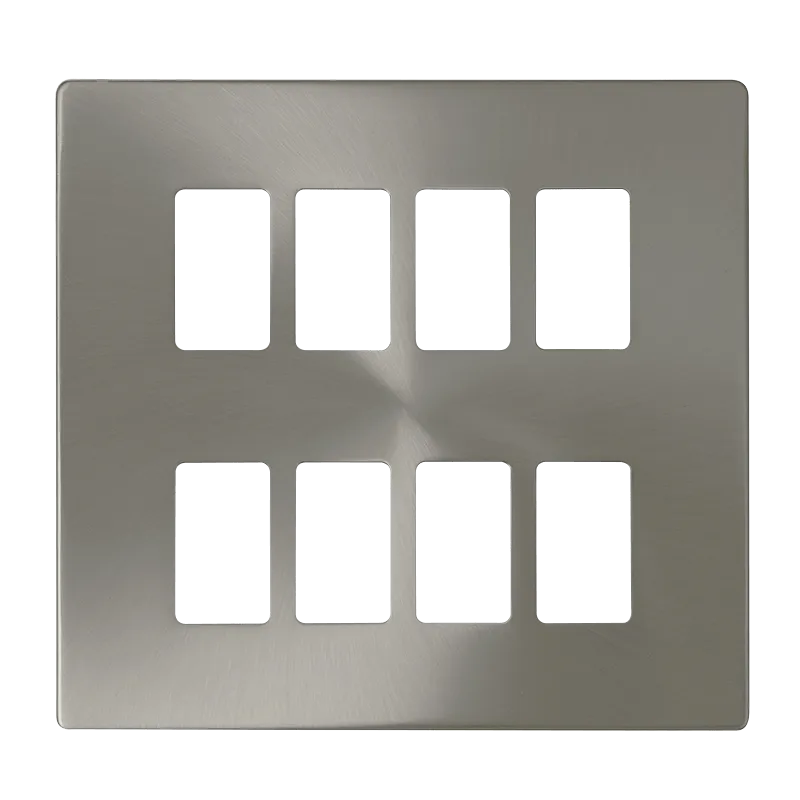 Click Definity SCP20508BS 8 Gang GridPro Frontplate - Brushed Stainless