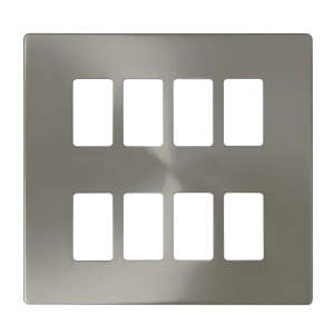 Click Definity SCP20508BS 8 Gang GridPro Frontplate - Brushed Stainless