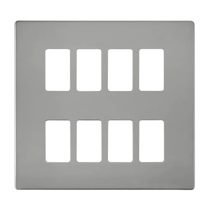 Click Definity SCP20508CH 8 Gang GridPro Frontplate - Polished Chrome