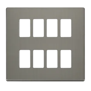 Click Definity SCP20508SS 8 Gang GridPro Frontplate - Stainless Steel