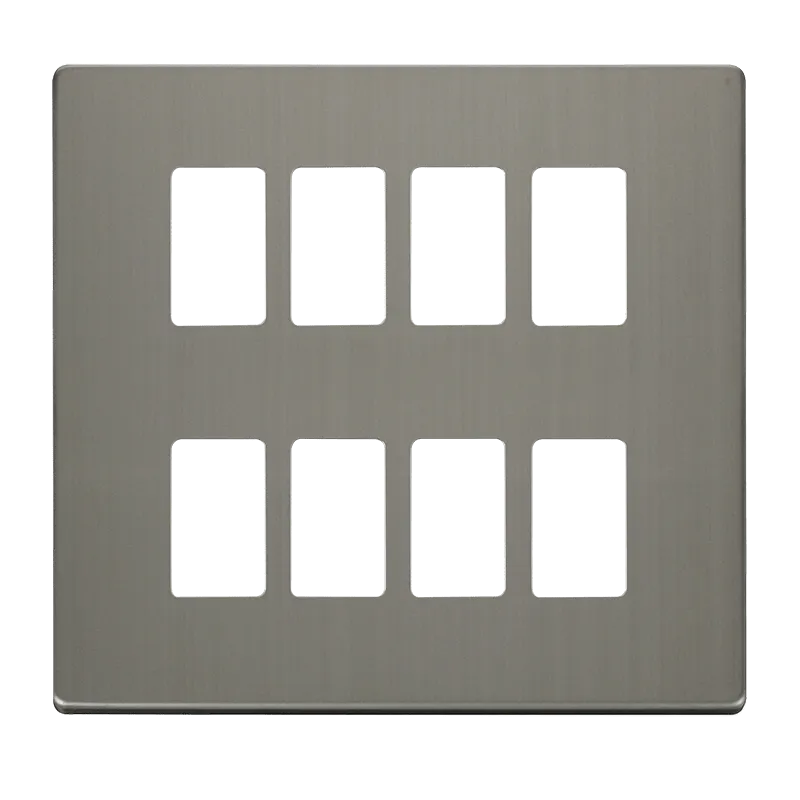 Click Definity SCP20508SS 8 Gang GridPro Frontplate - Stainless Steel