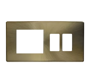 Click Definity SCP31102AB 2 Gang GridPro Frontplate with Twin New Media Aperture - Antique Brass